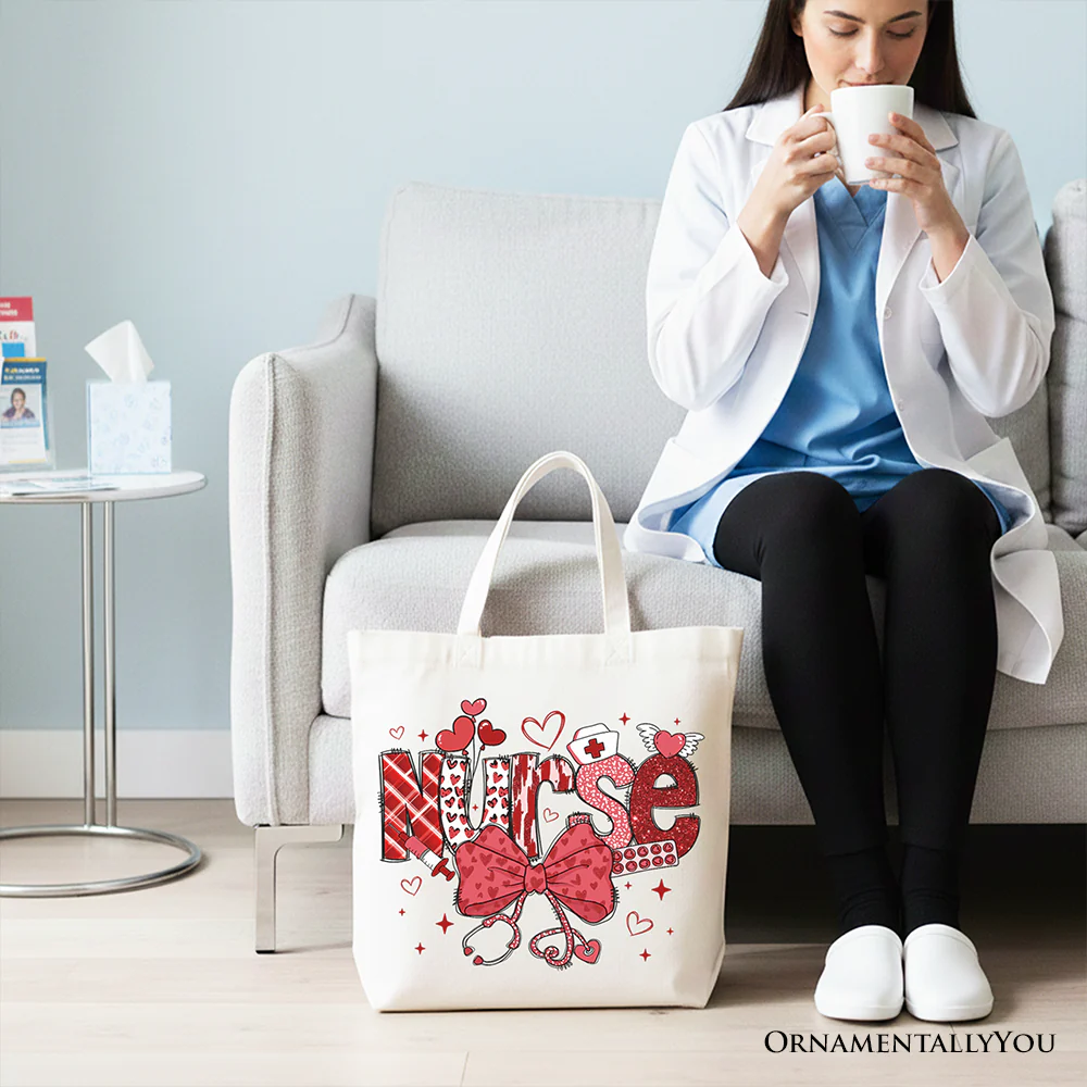 Nurse Heart Canvas Tote Bag - Image 4