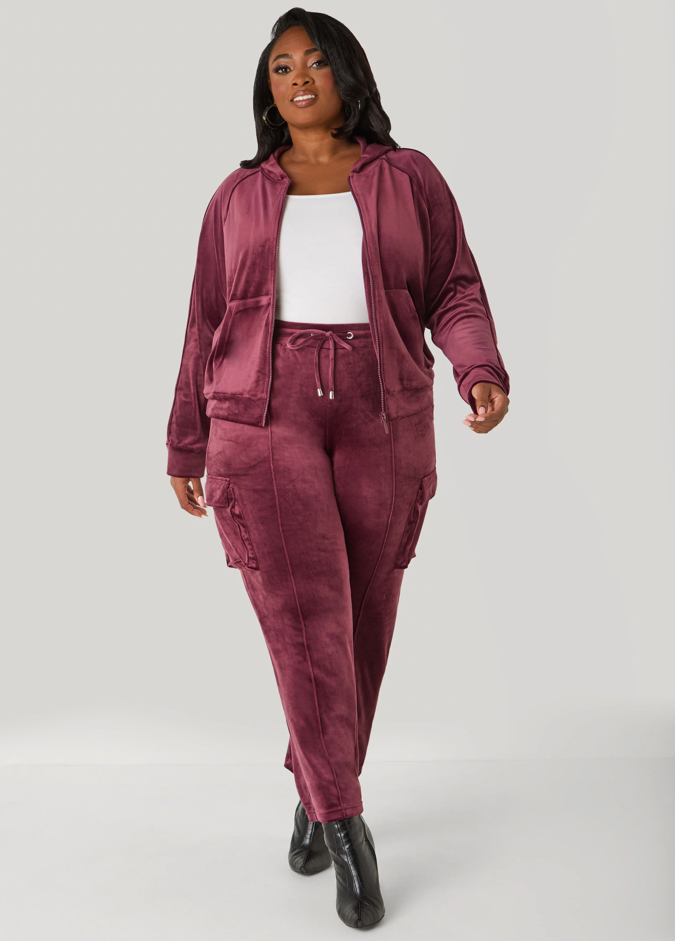 Hooded Velour Track Jacket - Image 3