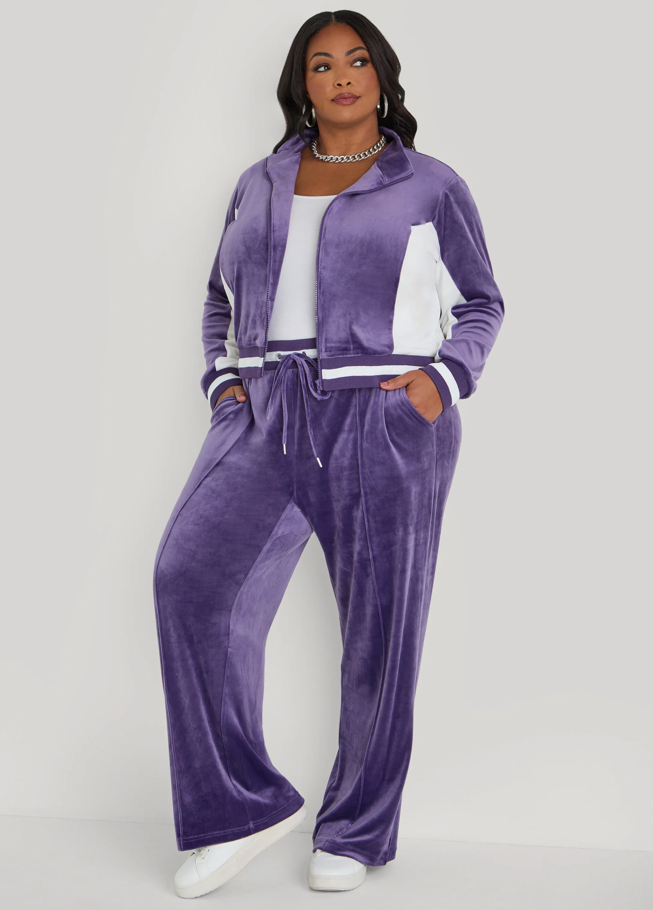 Two Tone Velour Track Jacket - Image 10