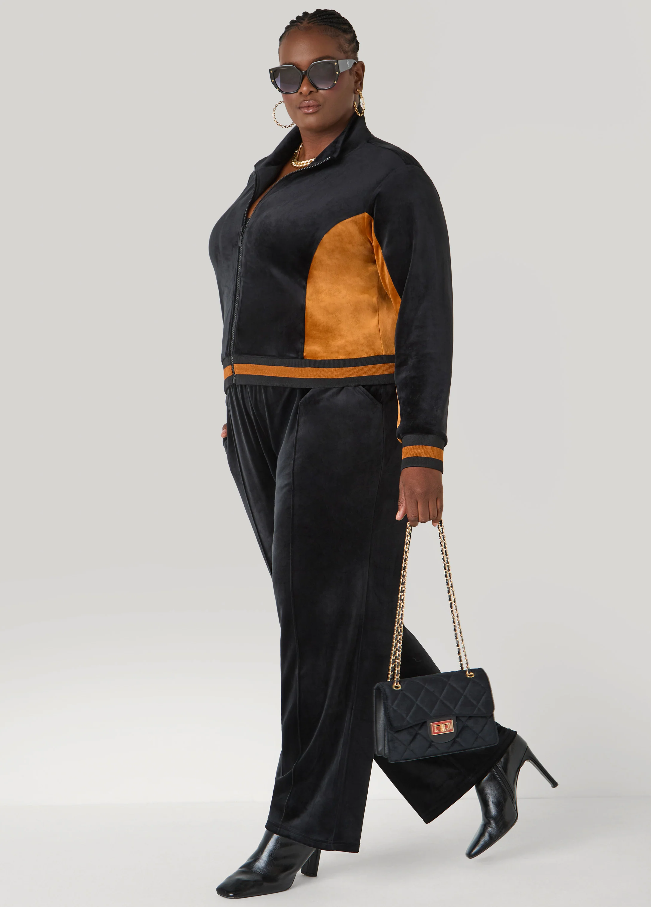 Two Tone Velour Track Jacket - Image 3