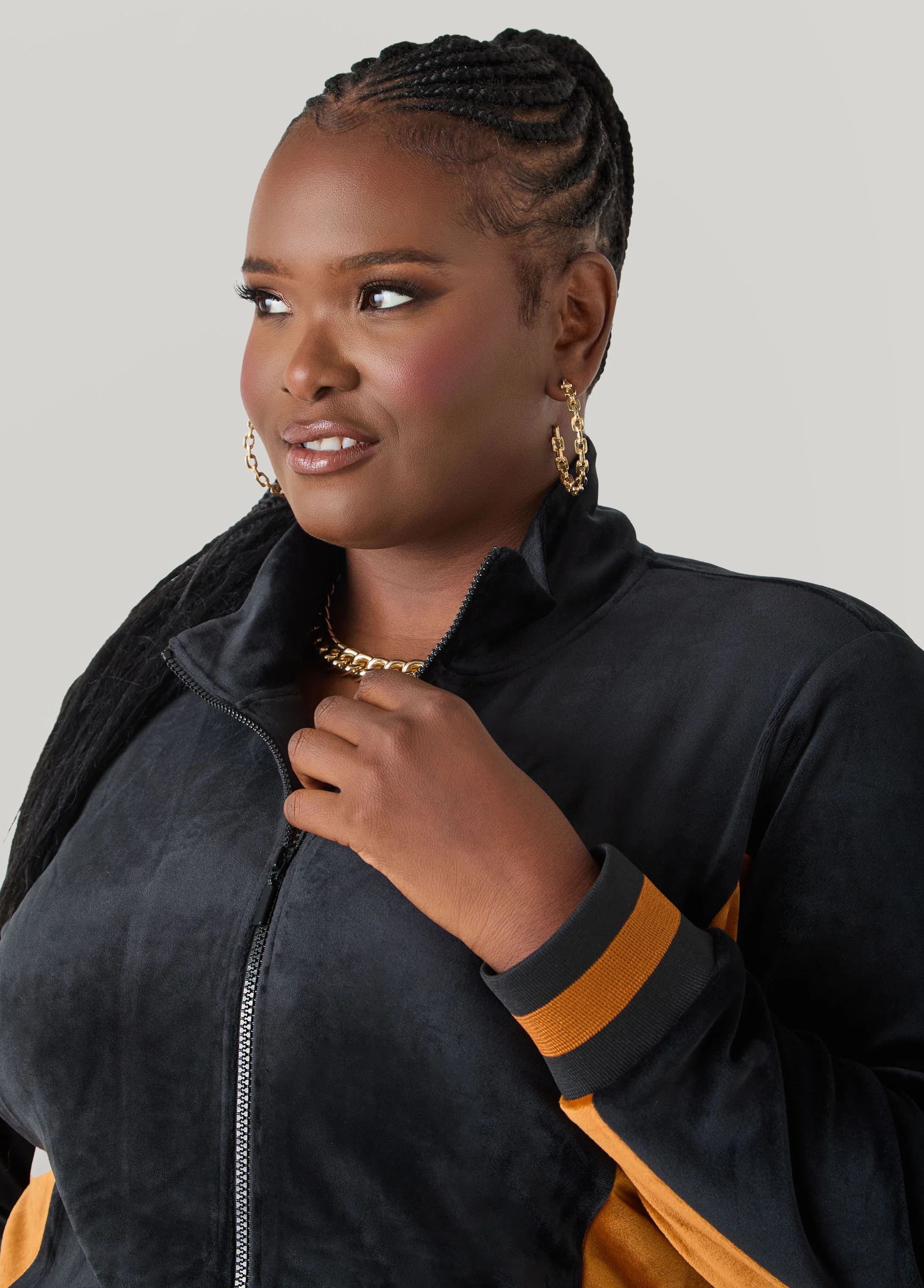 Two Tone Velour Track Jacket - Image 4