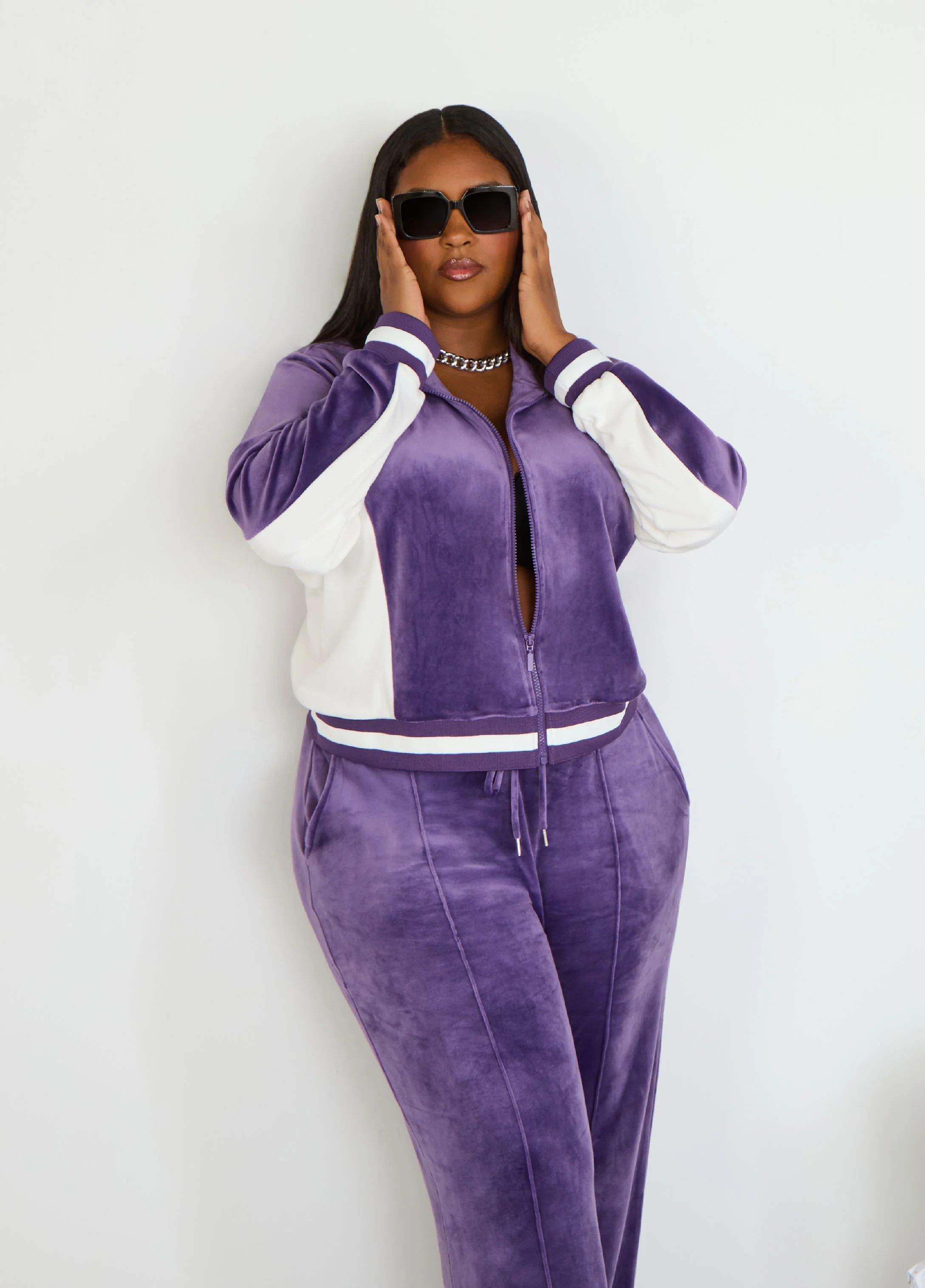 Two Tone Velour Track Jacket - Image 5