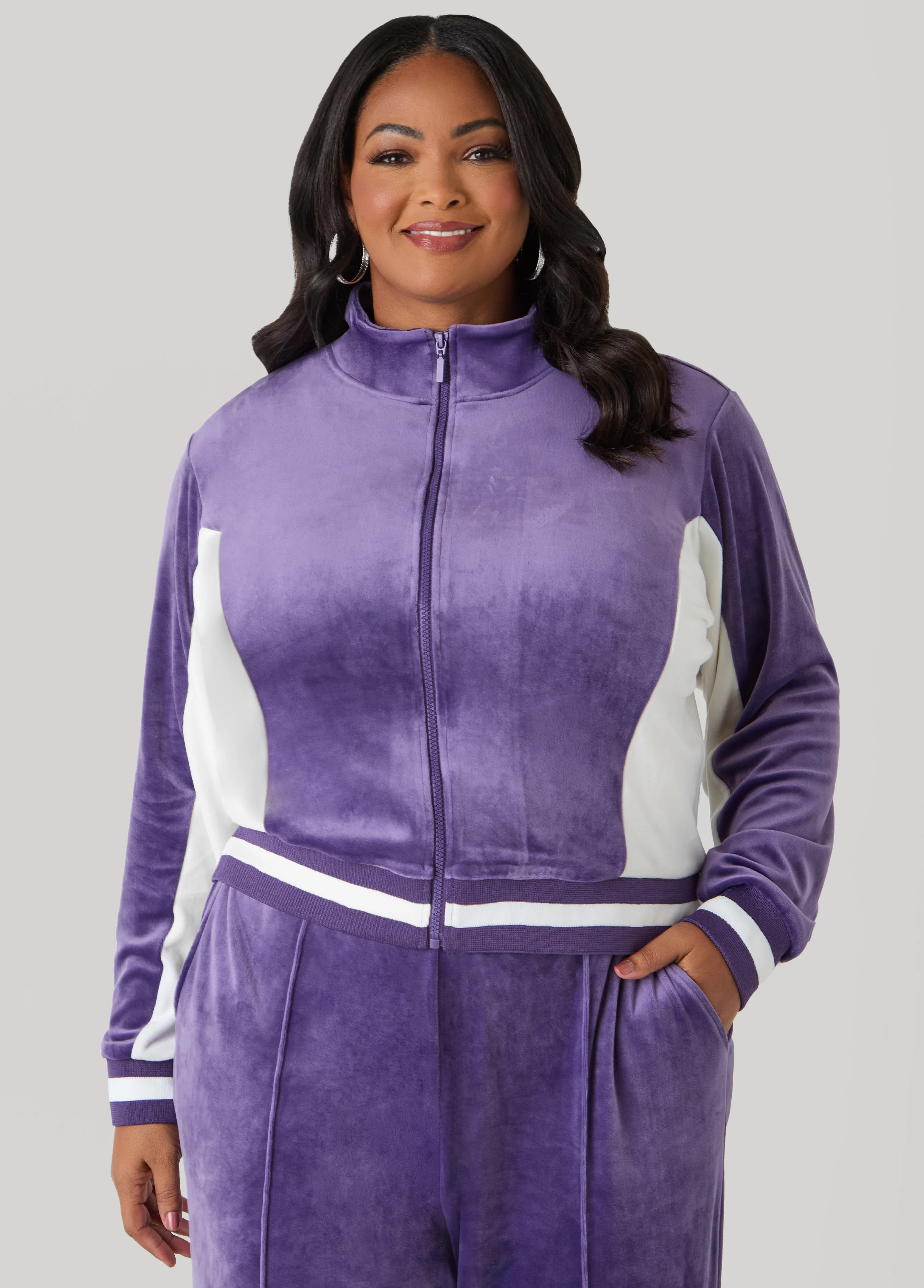 Two Tone Velour Track Jacket - Image 9