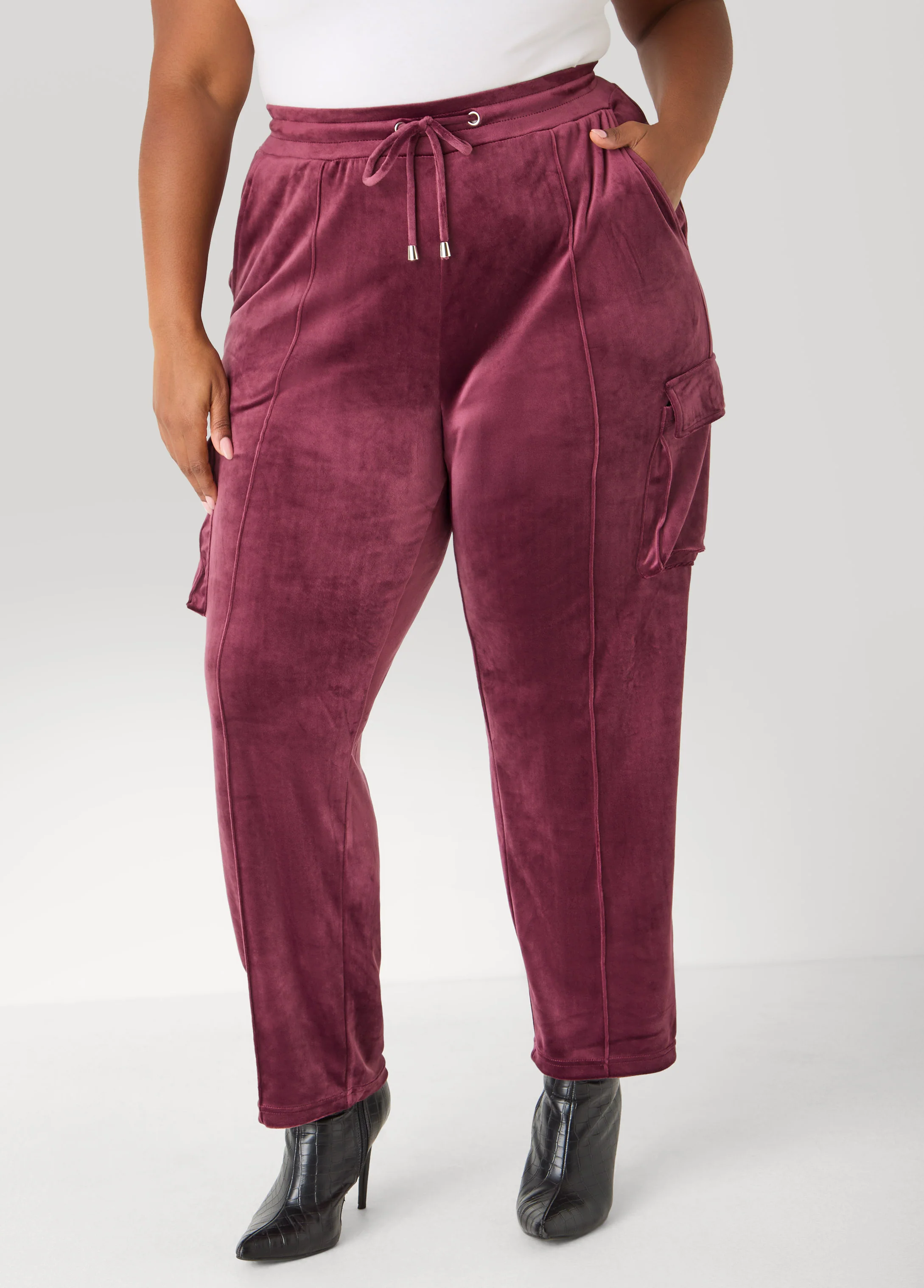 Pintucked Velour Track Pants - Image 3