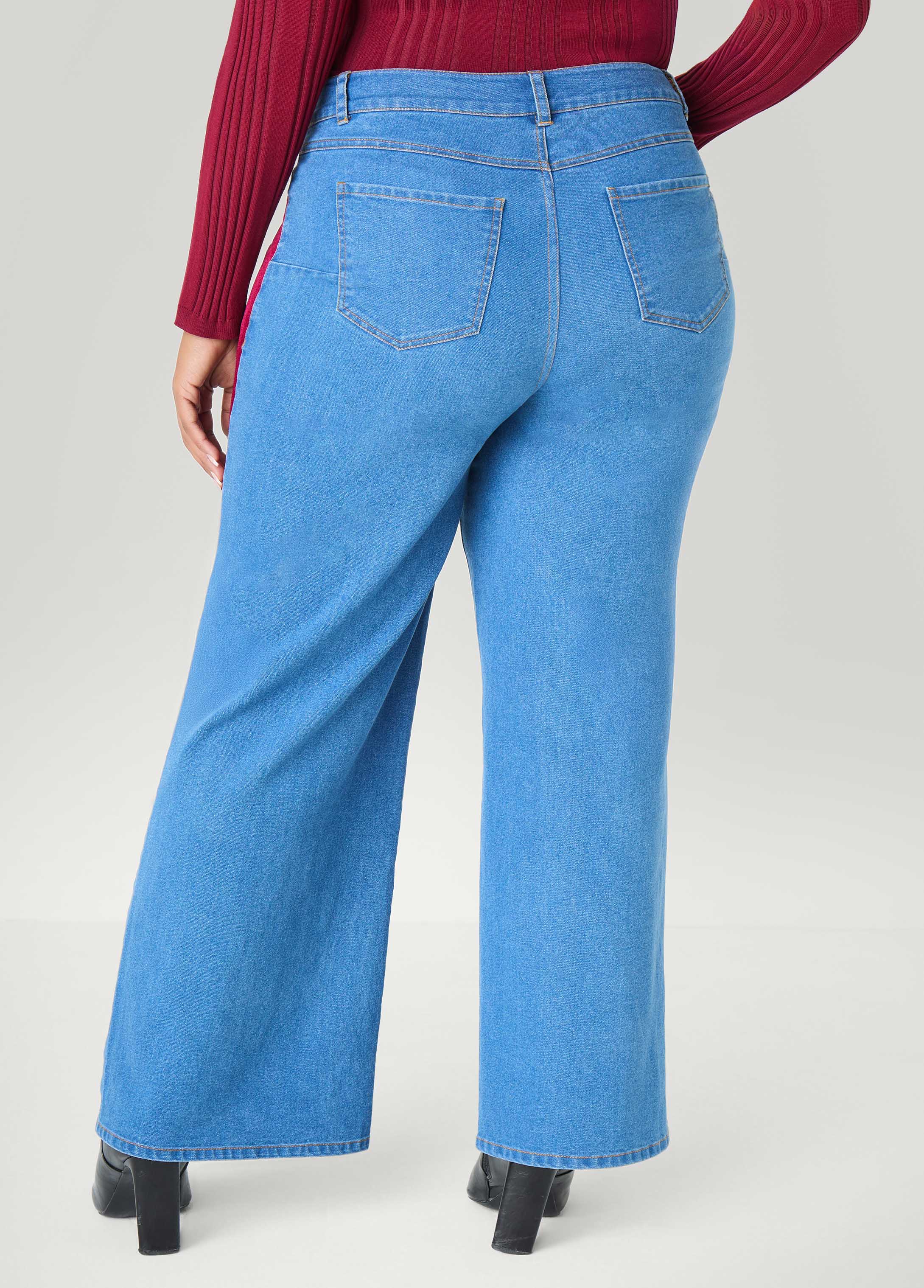 Velvet Trimmed Wide Leg Jeans - Image 2