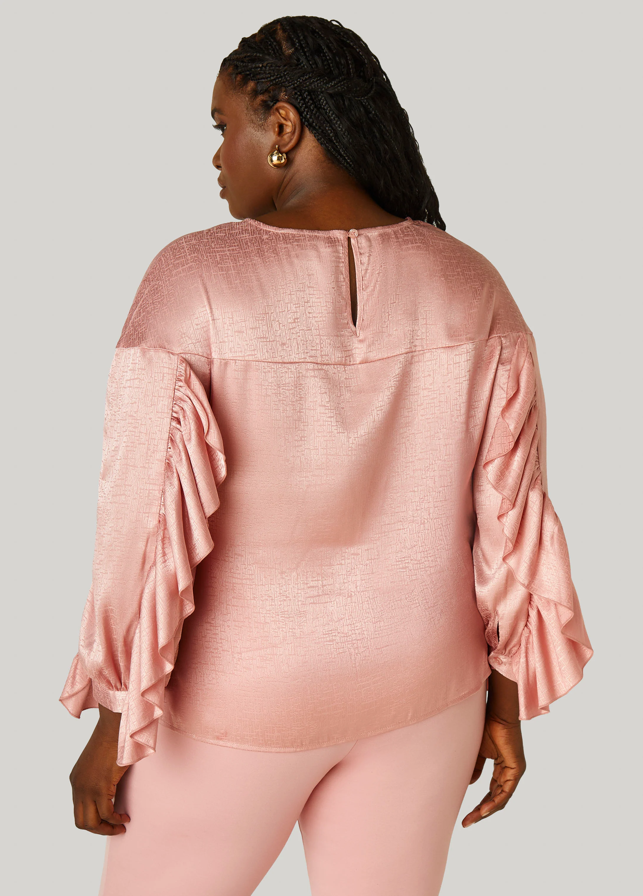 Ruffled Textured Satin Blouse - Image 2