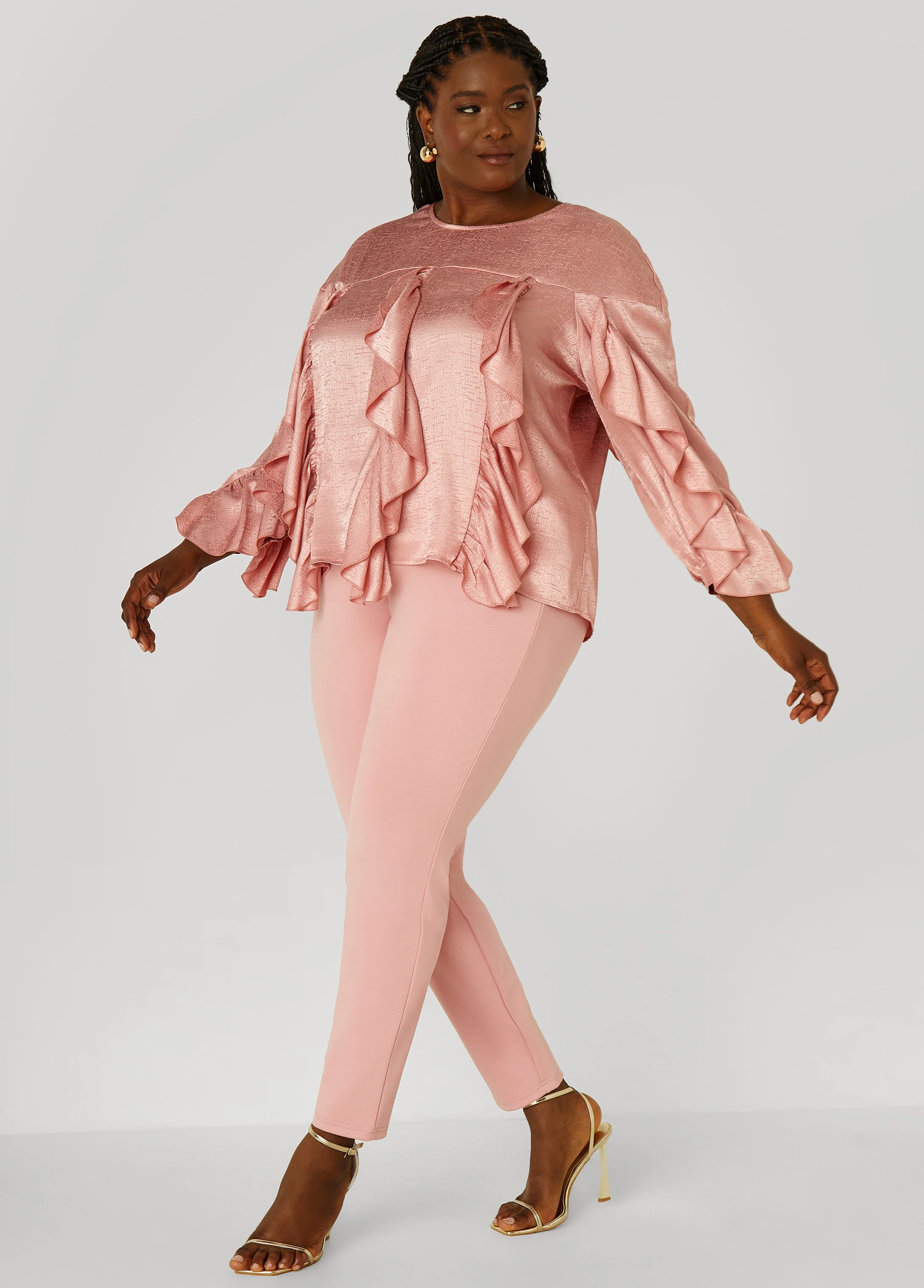 Ruffled Textured Satin Blouse - Image 3