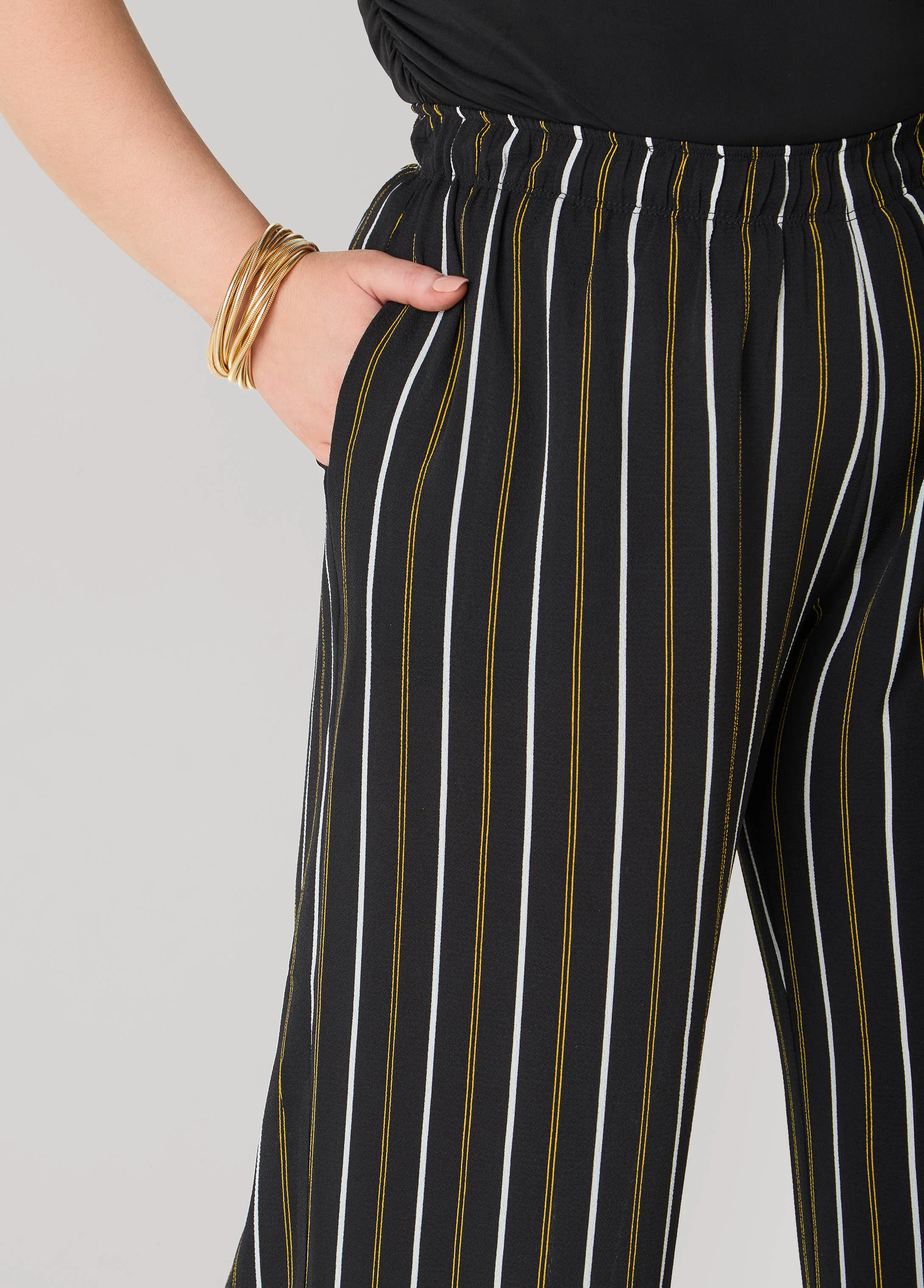 Textured Striped Wide Leg Pants - Image 4