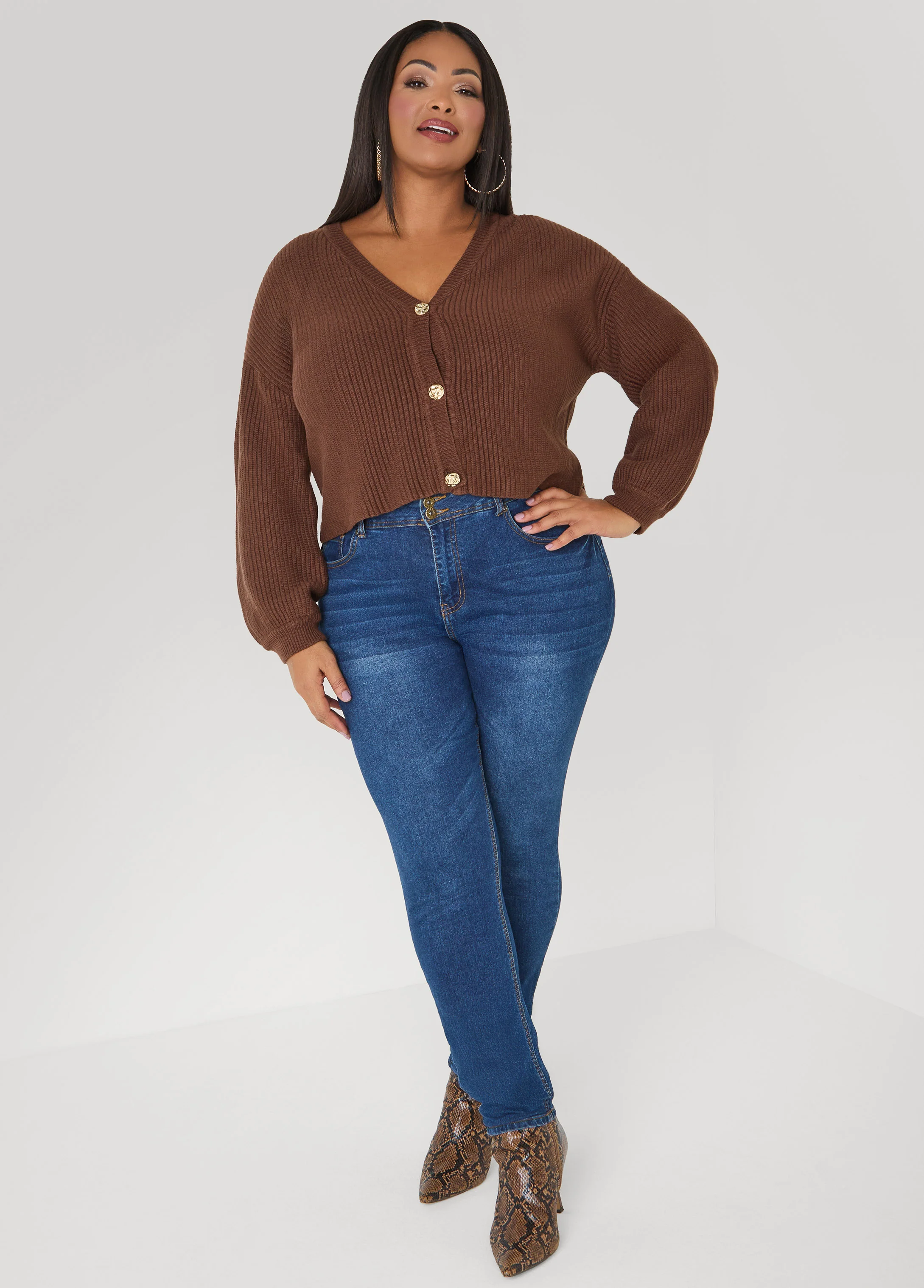 Cropped Ribbed Knit Sweater - Image 4