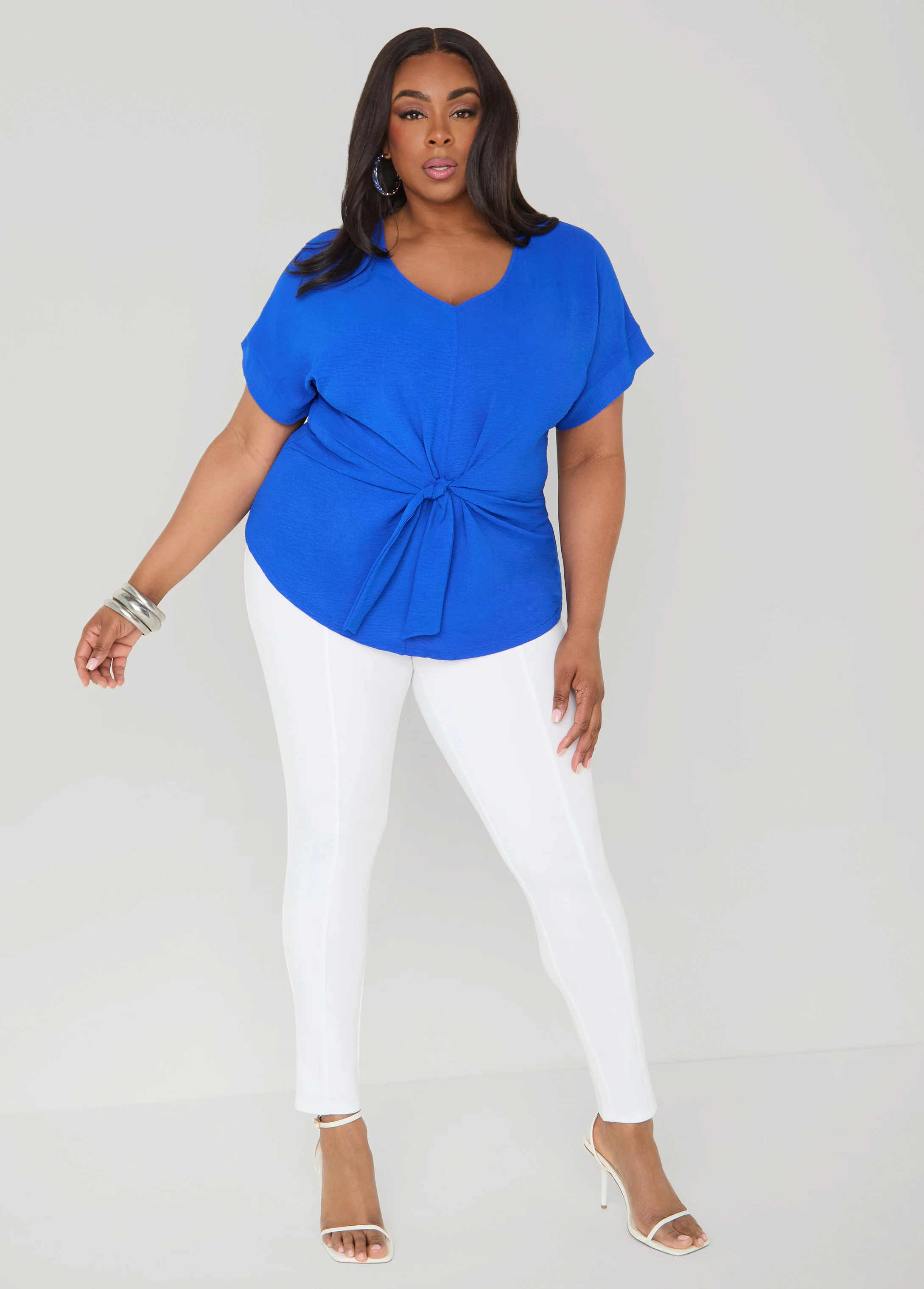 Tie Front V Neck Top - Image 15
