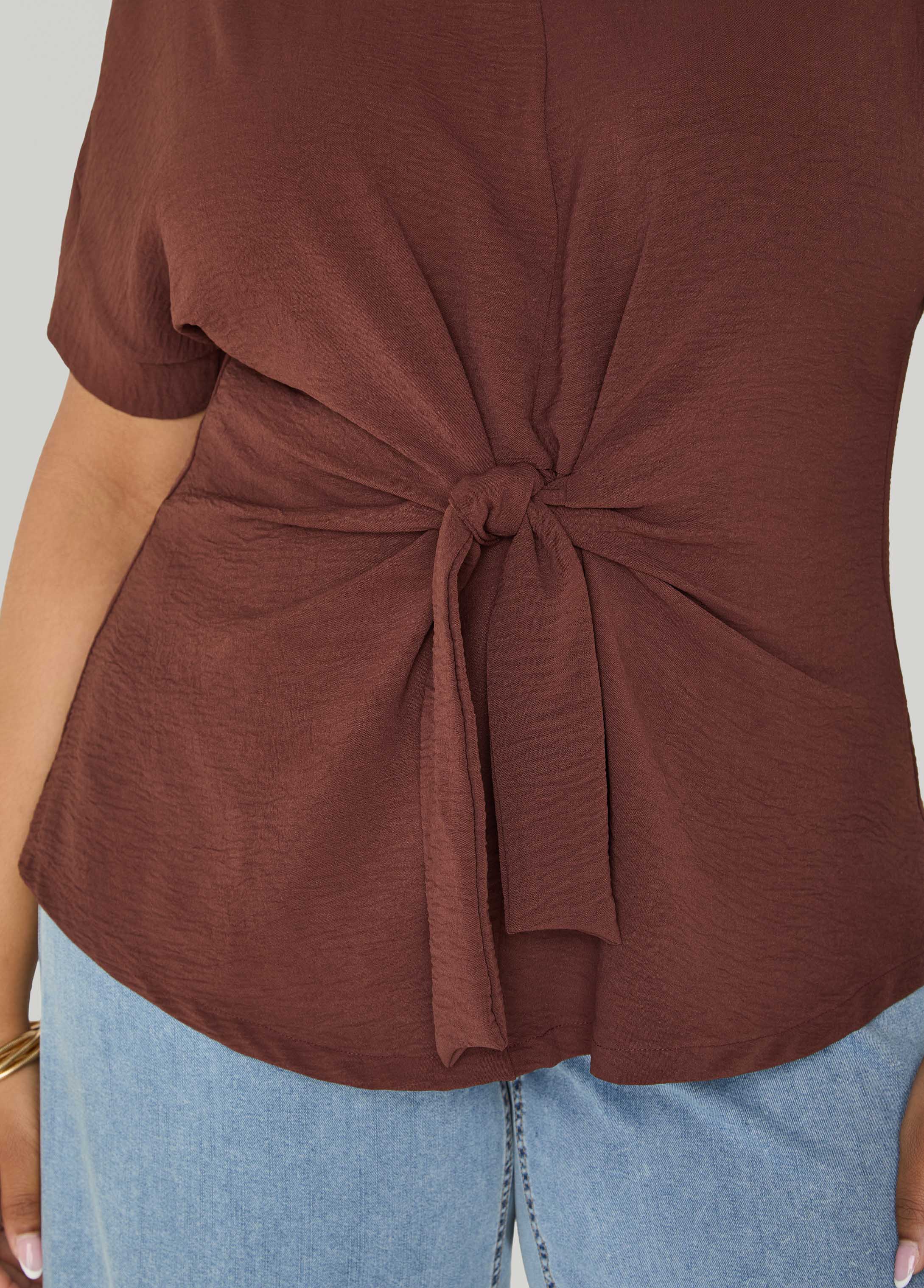Tie Front V Neck Top - Image 8