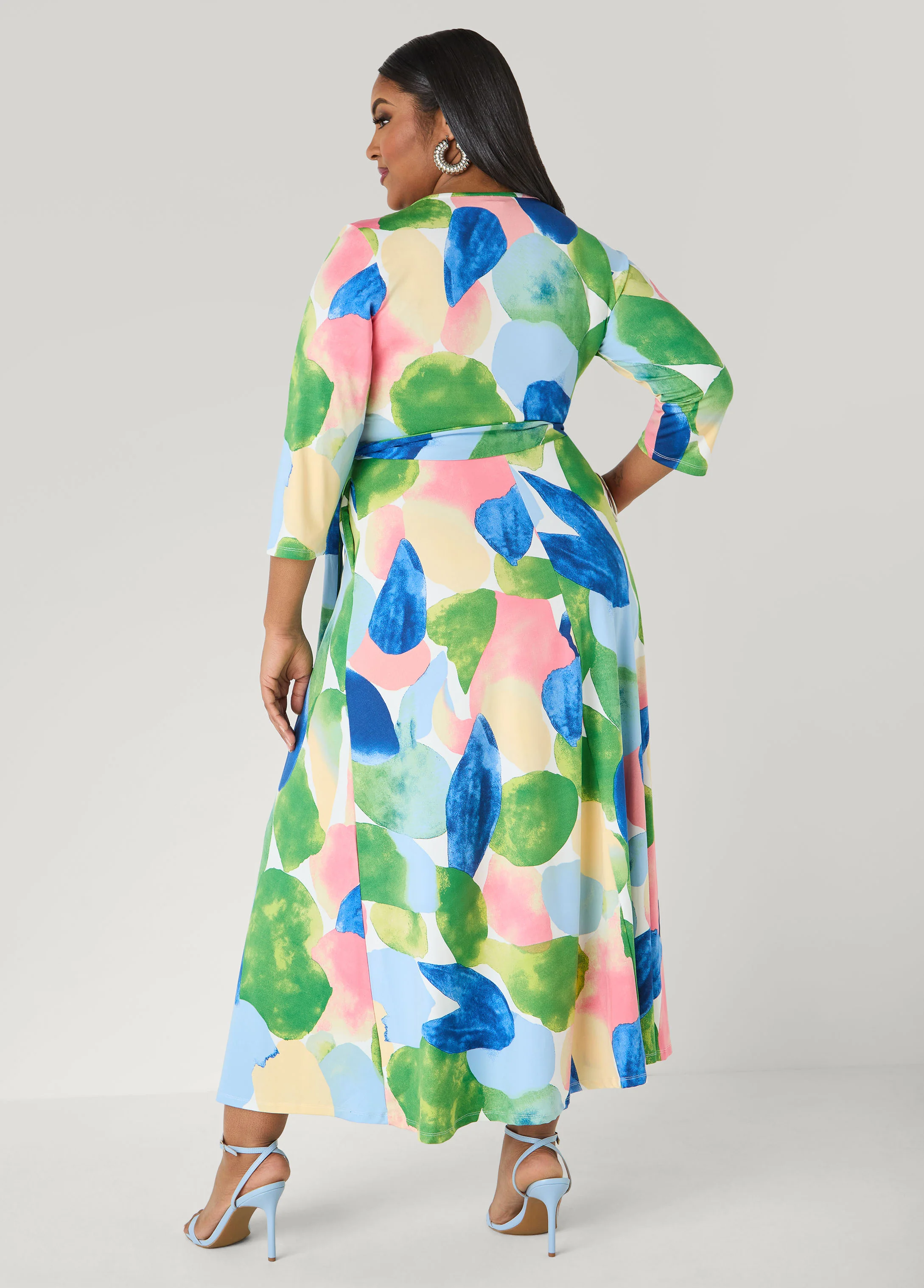 Watercolor Faux Wrap Maxi Dress - Image 2