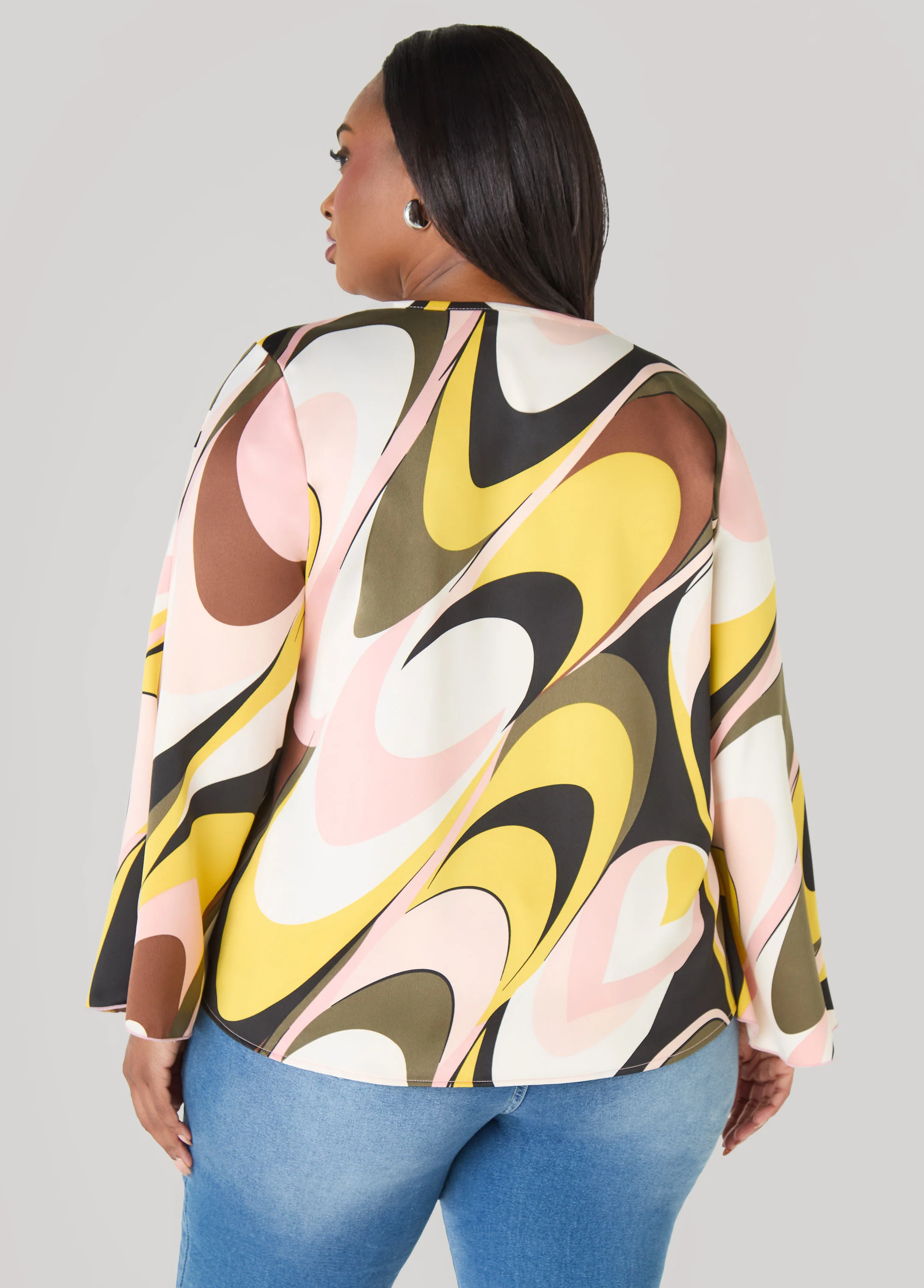 Wavy Print Satin Blouse - Image 2