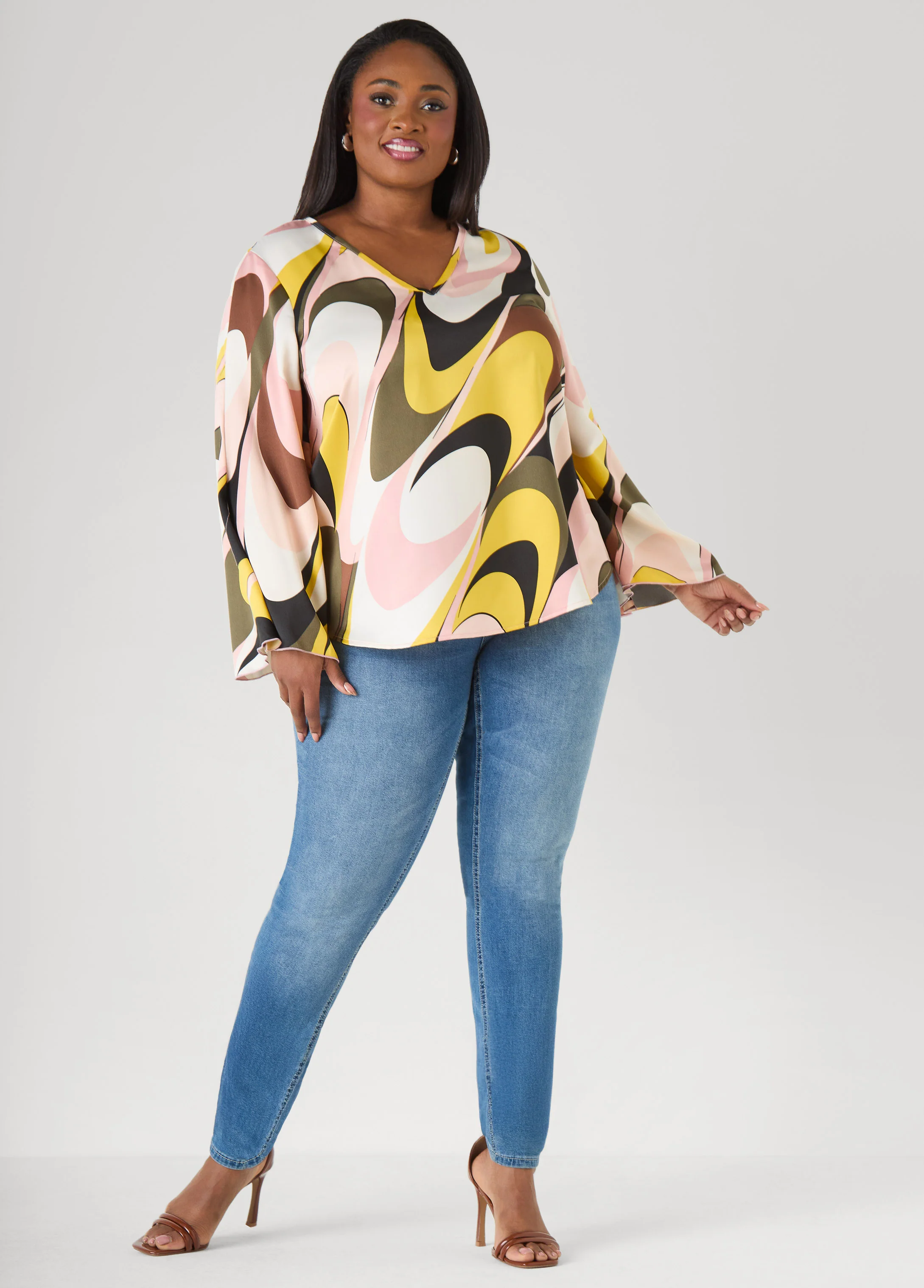 Wavy Print Satin Blouse - Image 3