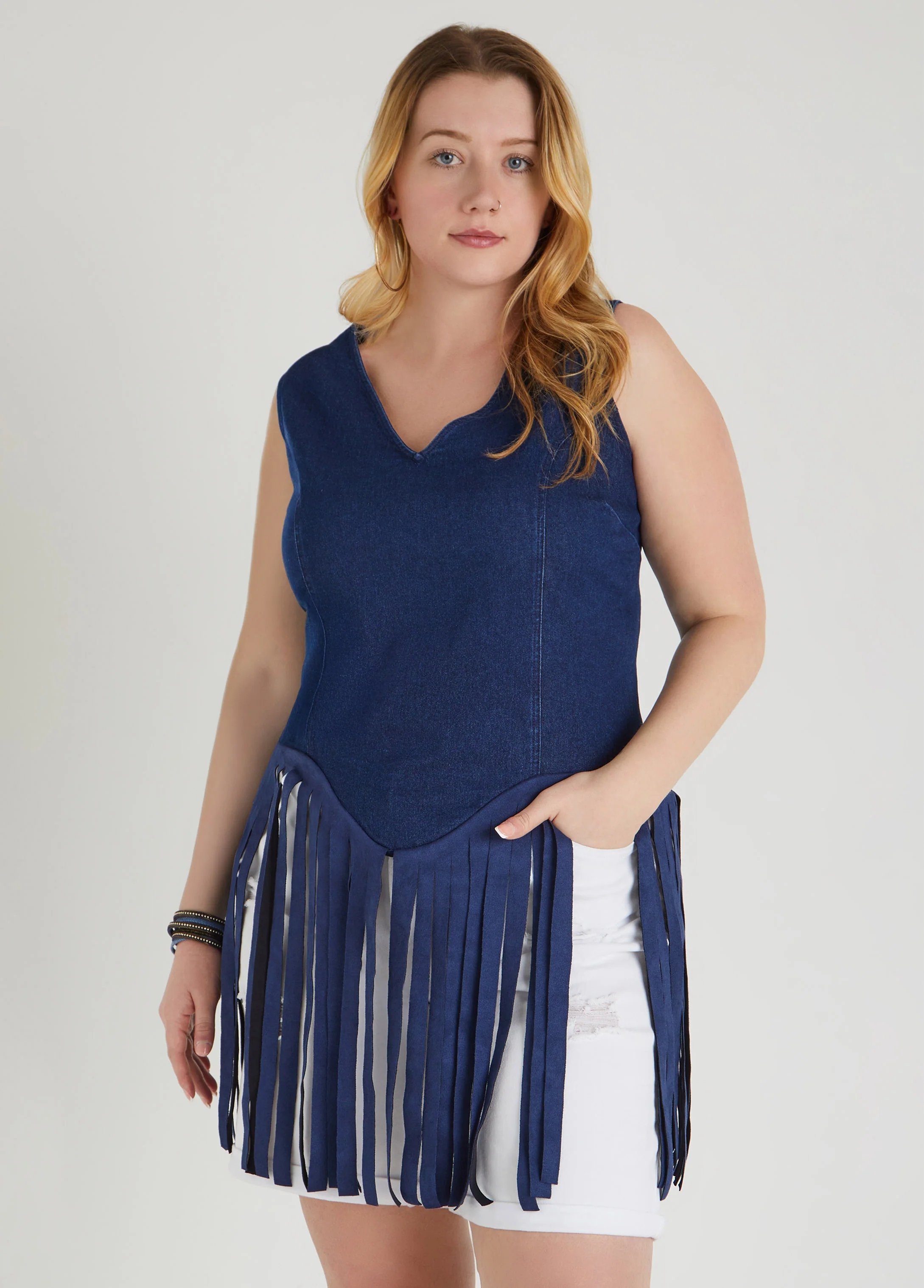 Fringed Denim Top - Image 3