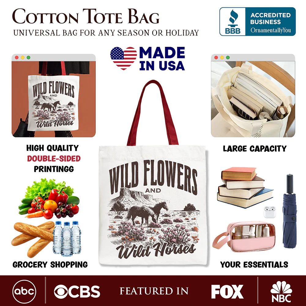 Wild Flowers And Horses Tote Bag - Image 2