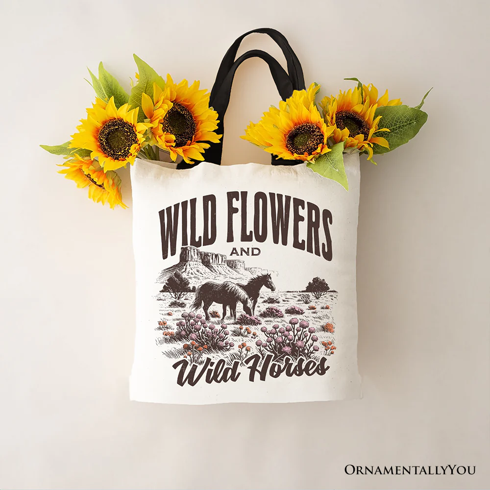 Wild Flowers And Horses Tote Bag - Image 4