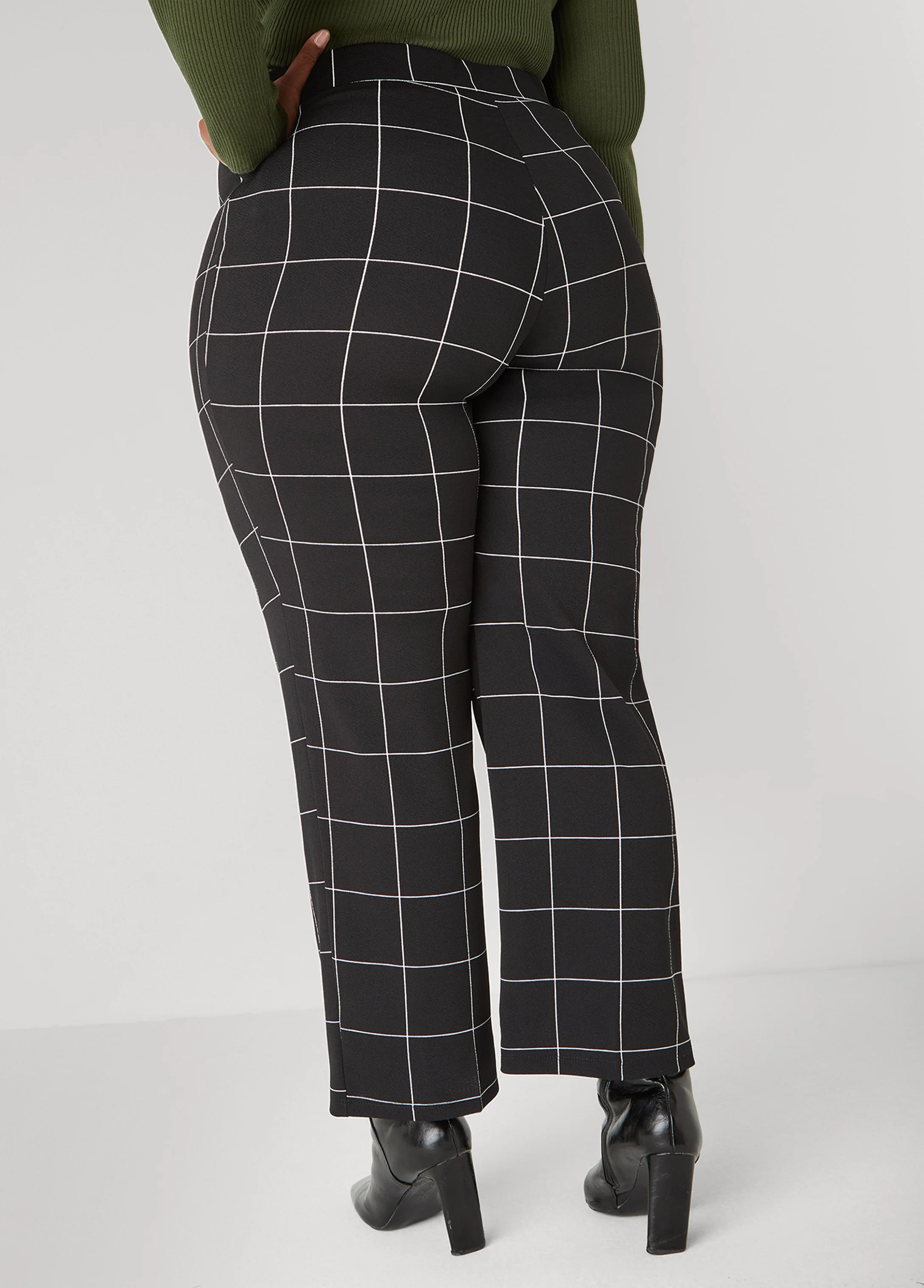 Textured Windowpane Print Pants - Image 2