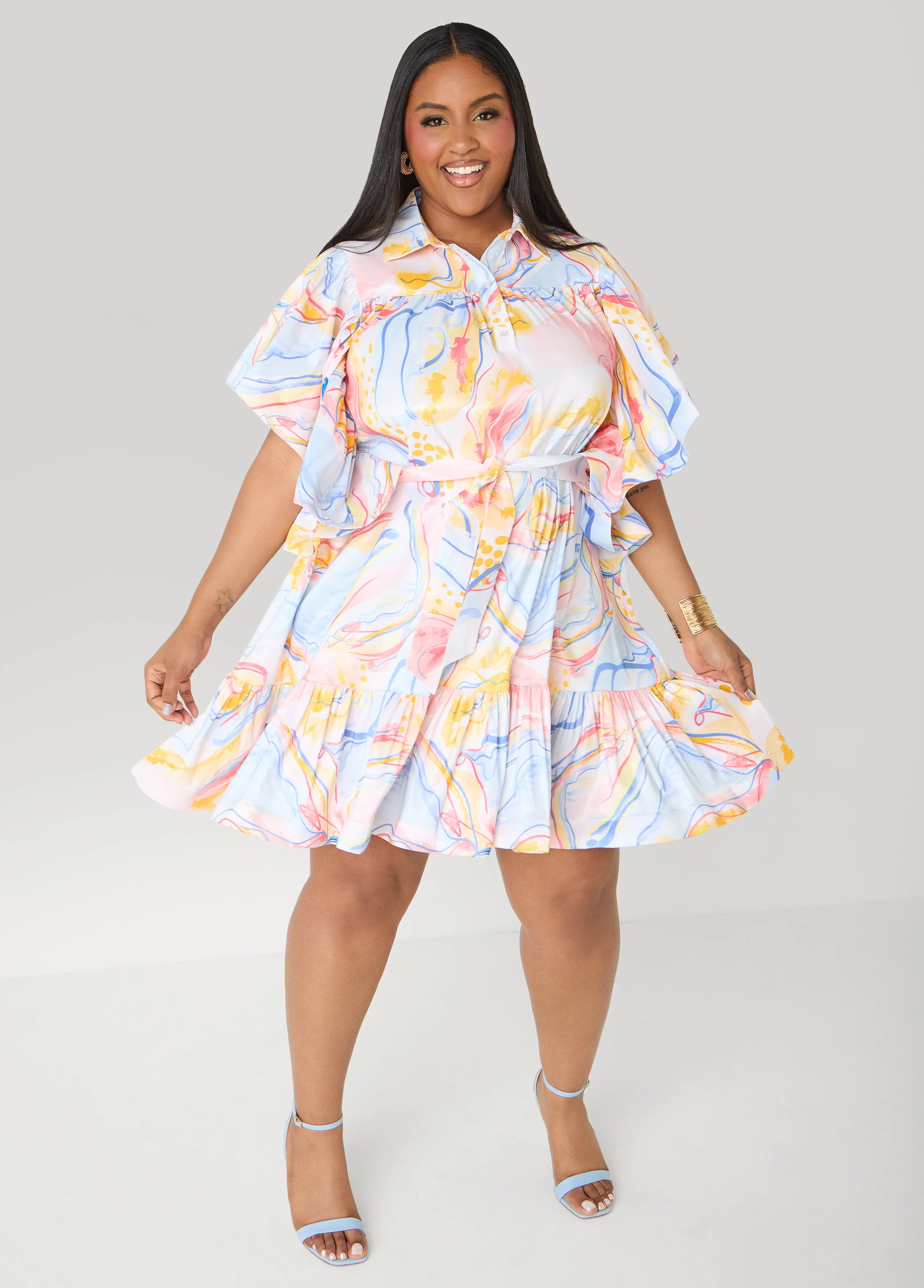 Ruffled Watercolor Dress - Image 3