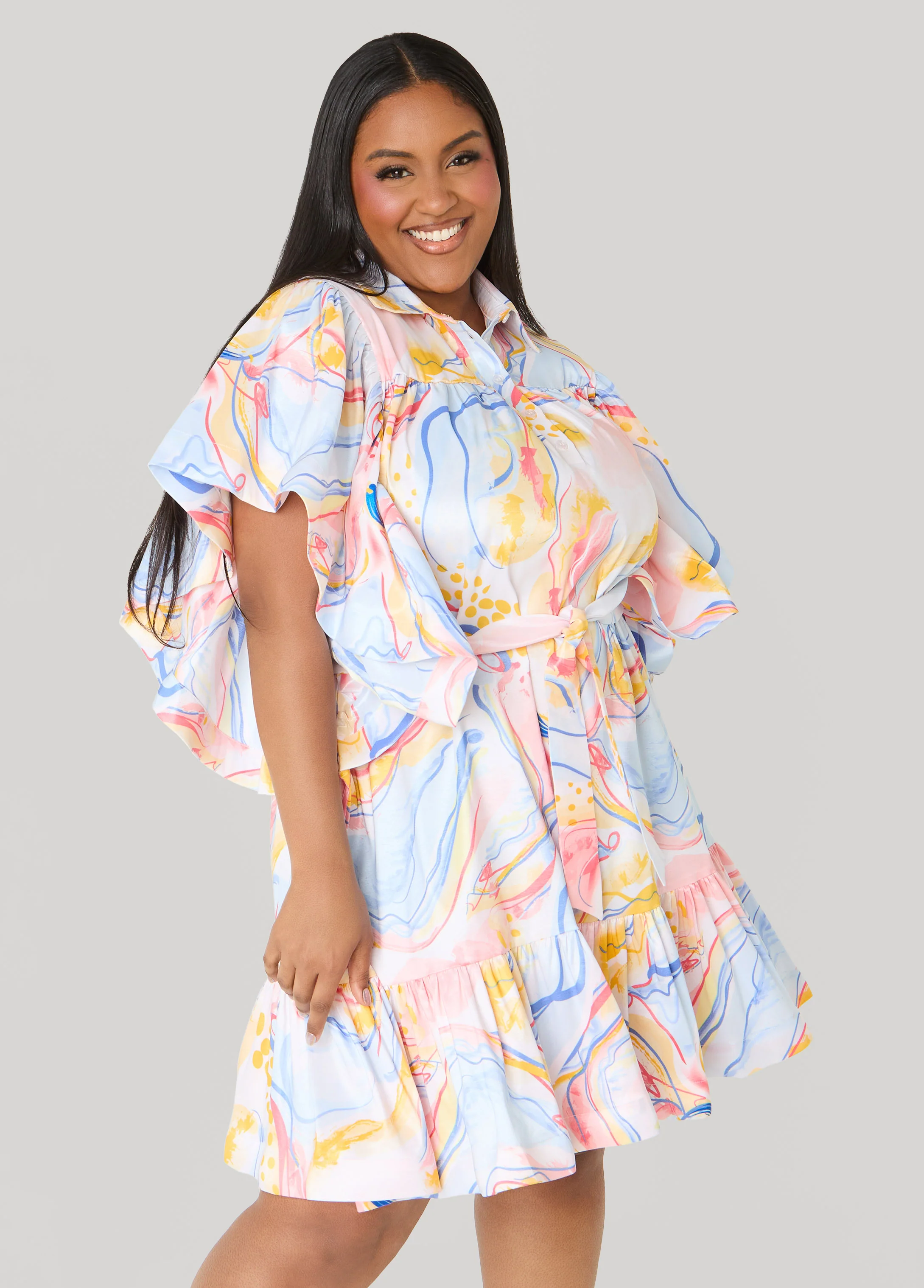 Ruffled Watercolor Dress - Image 4
