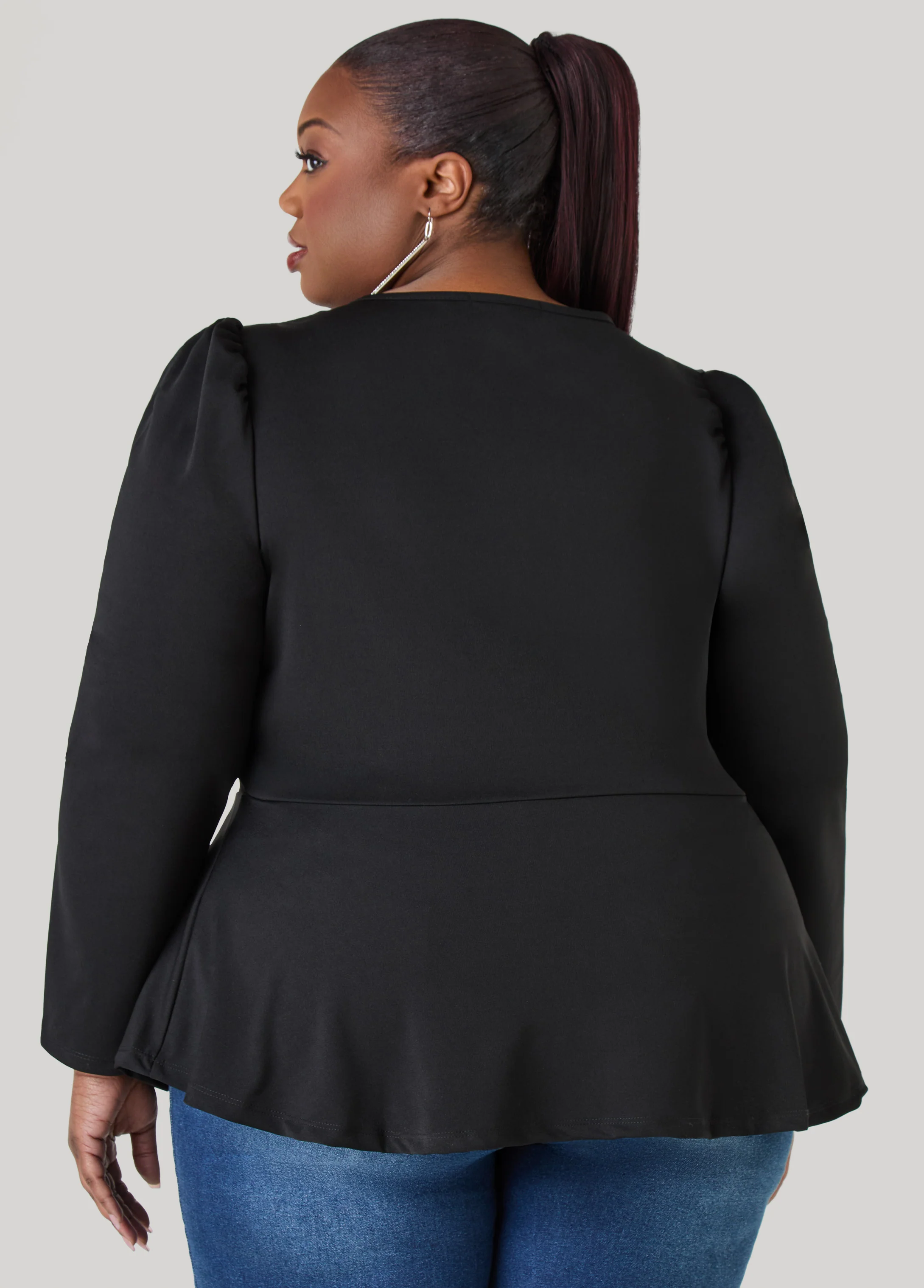 Cutout Embellished Peplum Top - Image 4