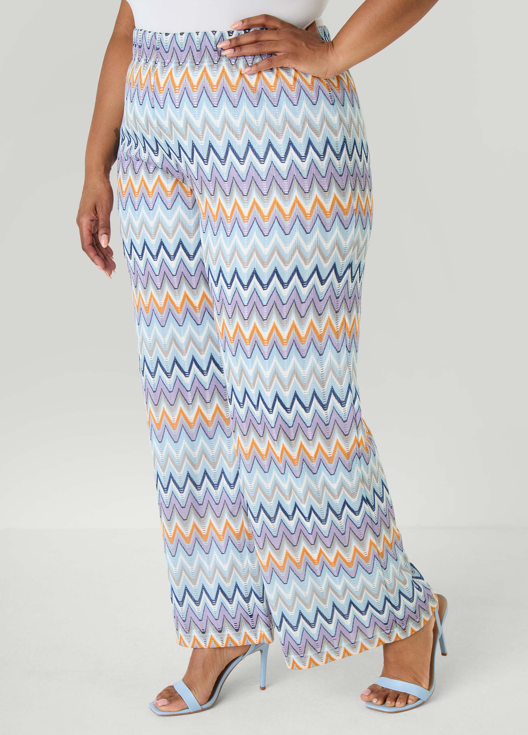 Chevron Knit Wide Leg Pants - Image 3